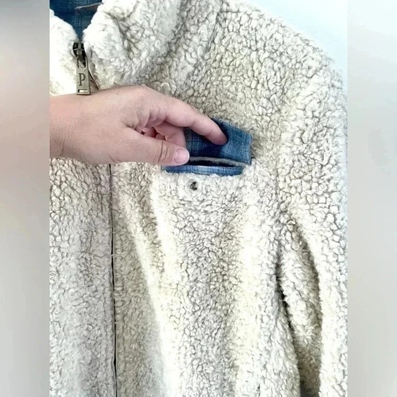 Pendleton Cream Colored Fuzzy Sherpa Full-Zip Jacket Size Small - Picture 4 of 11